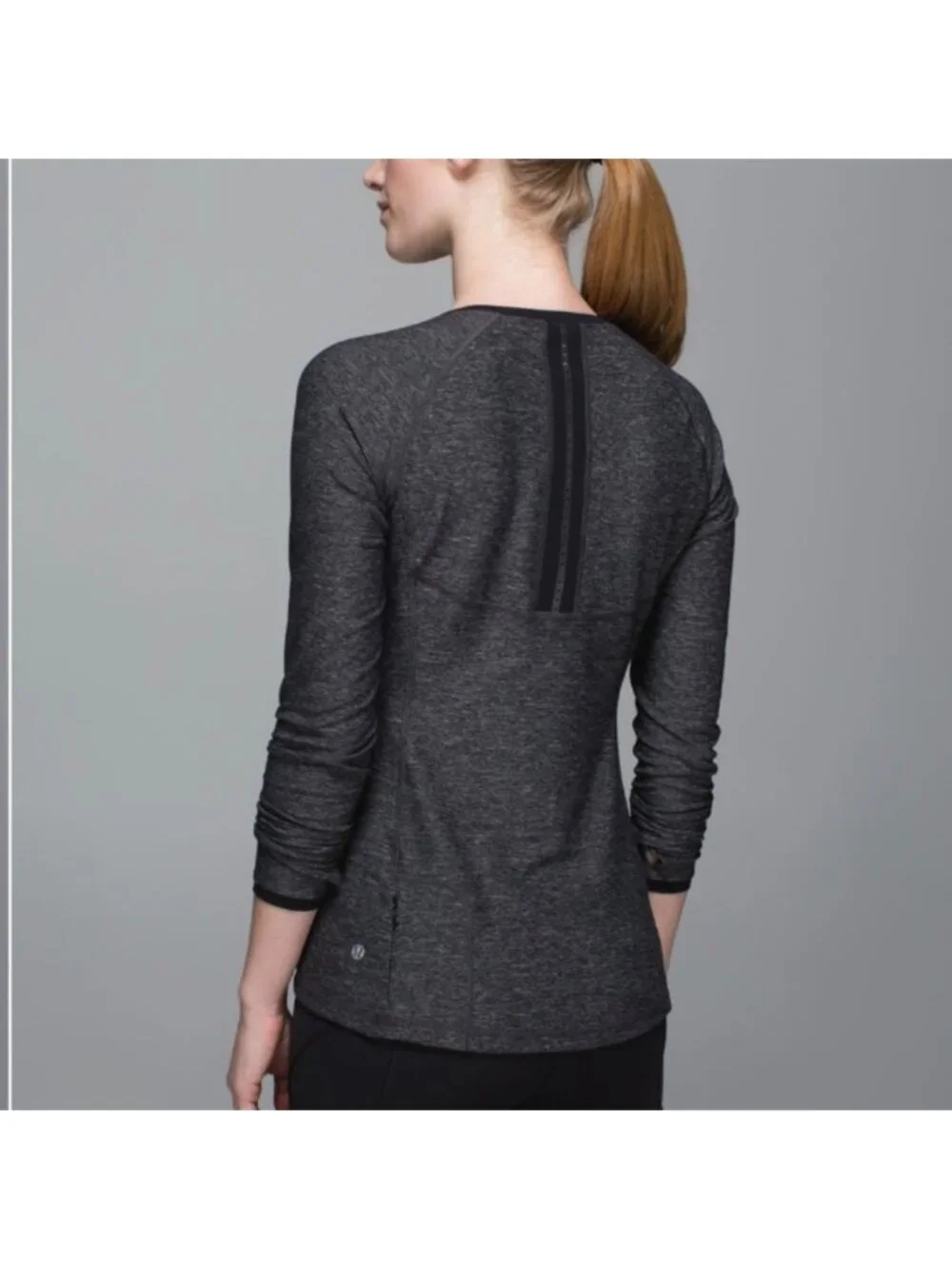 Lululemon Pace Pusher Long Sleeve Heathered Black / Black